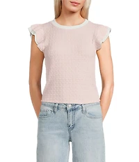 Moa Moa Short Flutter Sleeve Top