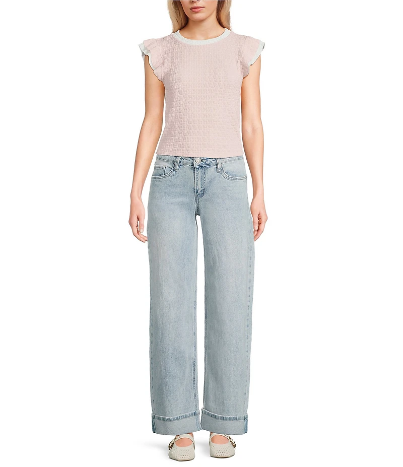 Moa Moa Short Flutter Sleeve Top