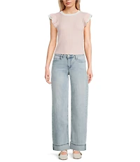 Moa Moa Short Flutter Sleeve Top