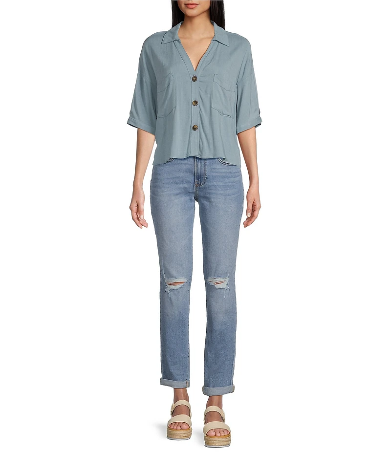 Moa Moa Short Sleeve 3-Button-Front Camp Shirt