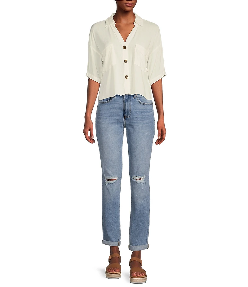 Moa Moa Short Sleeve 3-Button-Front Camp Shirt