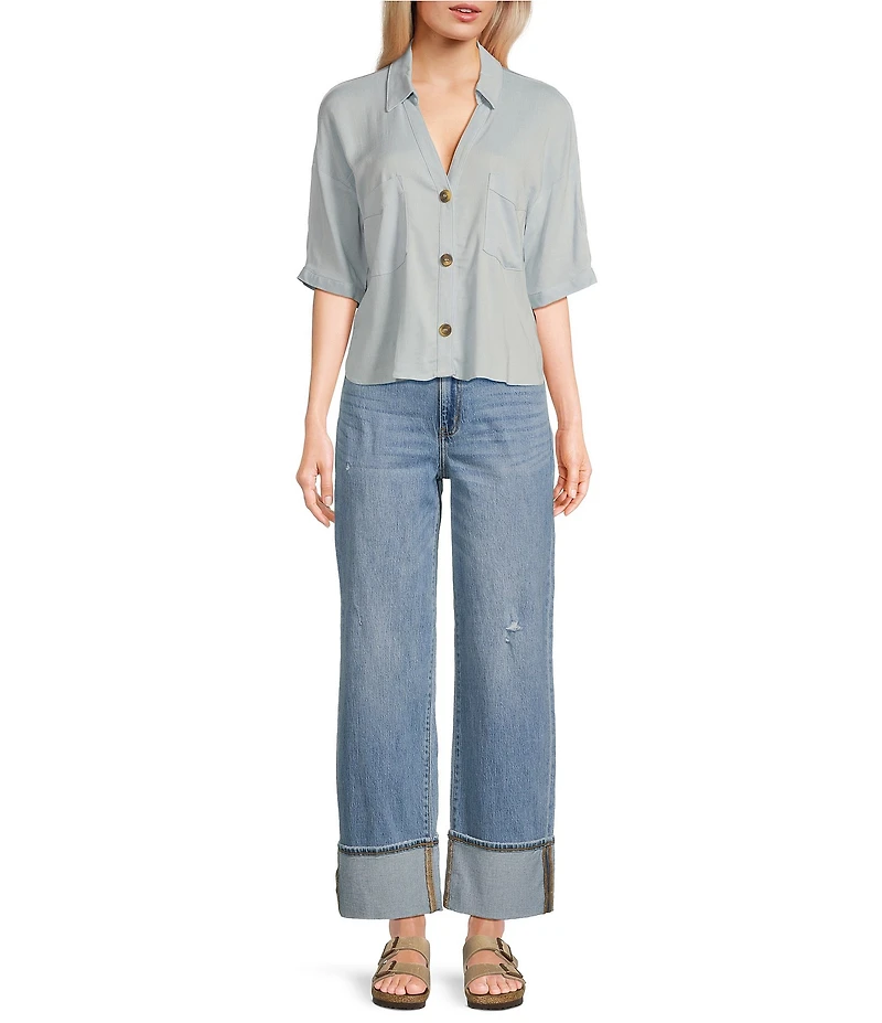 Moa Moa Short Sleeve 3-Button-Front Camp Shirt