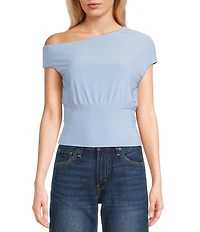 Moa Moa Short Sleeve Asymmetrical Neck Top