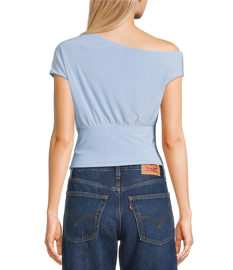 Moa Moa Short Sleeve Asymmetrical Neck Top