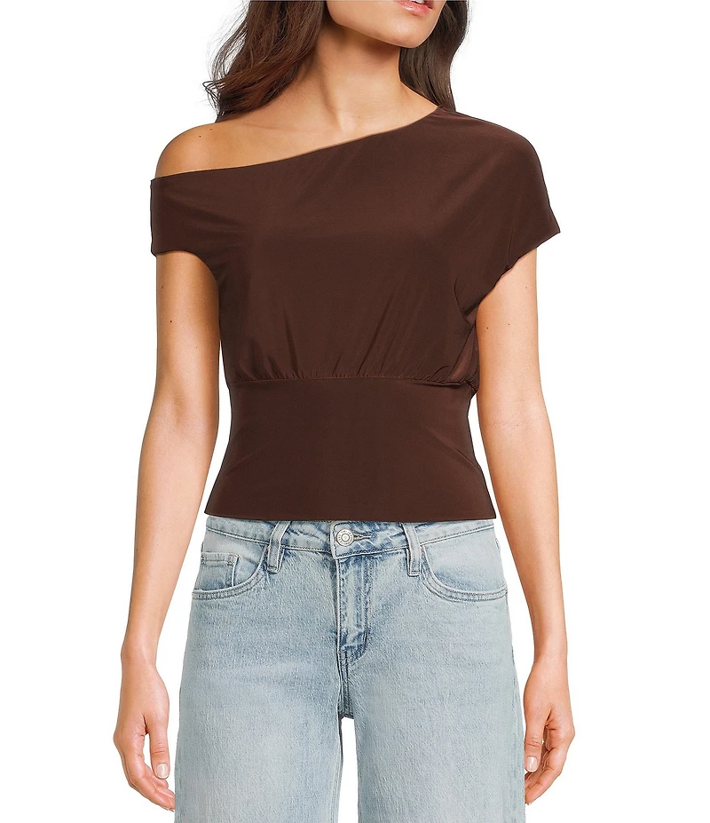 Moa Moa Short Sleeve Asymmetrical Neck Top