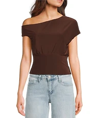Moa Moa Short Sleeve Asymmetrical Neck Top