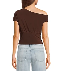 Moa Moa Short Sleeve Asymmetrical Neck Top