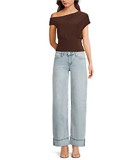 Moa Moa Short Sleeve Asymmetrical Neck Top