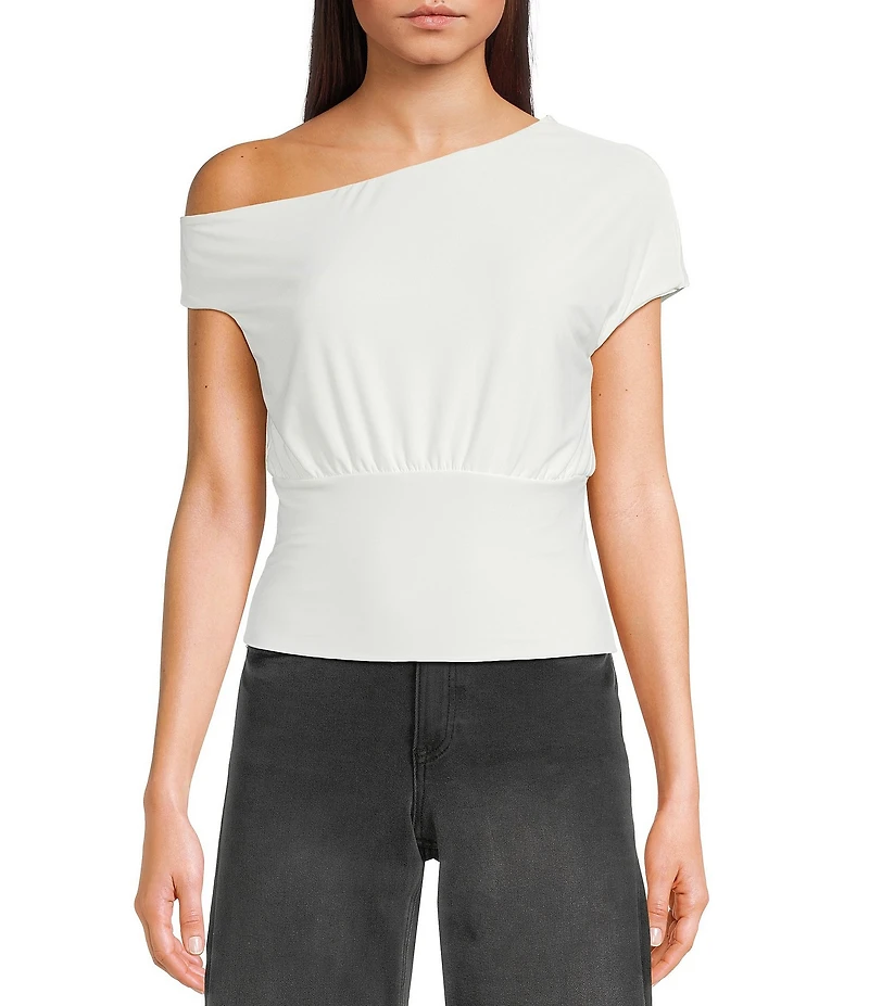 Moa Moa Short Sleeve Asymmetrical Neck Top