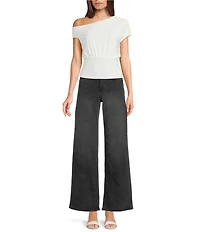 Moa Moa Short Sleeve Asymmetrical Neck Top