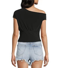 Moa Moa Short Sleeve Asymmetrical Neck Top