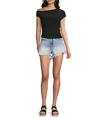 Moa Moa Short Sleeve Asymmetrical Neck Top