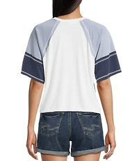 Moa Moa Short Sleeve Color Block Cropped T-Shirt