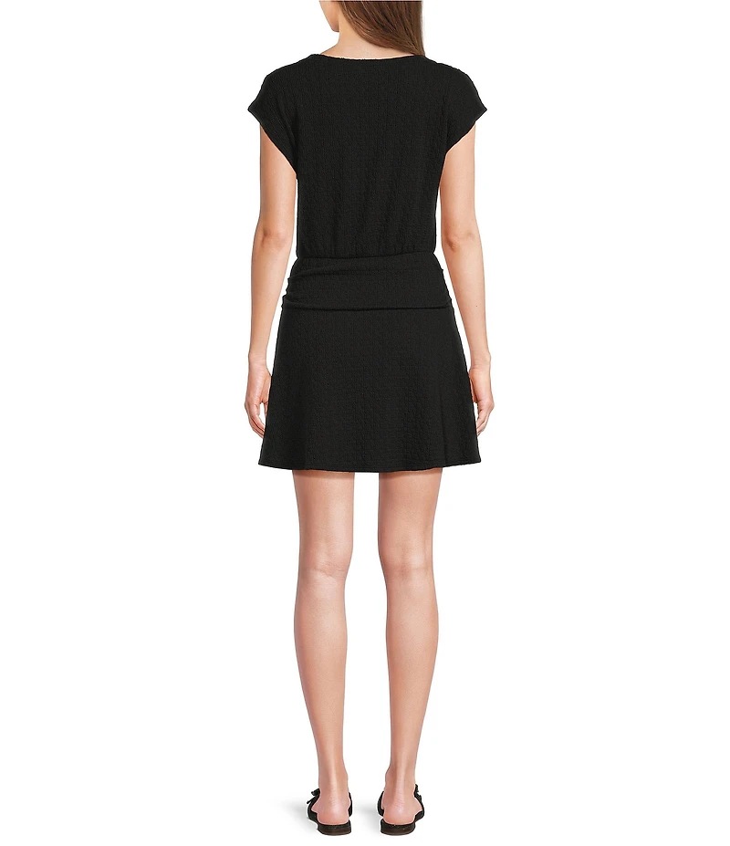 Moa Moa Short Sleeve Shirred Mini Dress