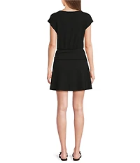 Moa Moa Short Sleeve Shirred Mini Dress