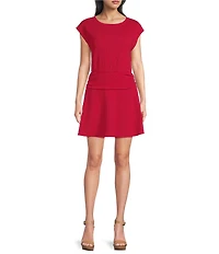 Moa Moa Short Sleeve Shirred Mini Dress