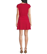 Moa Moa Short Sleeve Shirred Mini Dress