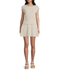 Moa Moa Short Sleeve Shirred Mini Dress