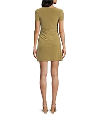 Moa Moa Short Sleeve Side Cinched Dress