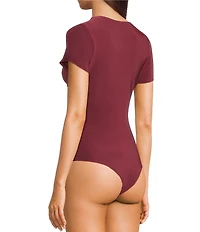 Moa Moa Short Sleeve V-Neck Ruched Bodysuit