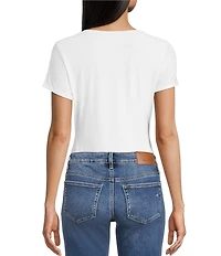 Moa Moa Short Sleeve V-Neck Ruched Bodysuit