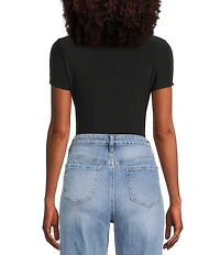 Moa Moa Short Sleeve V-Neck Ruched Bodysuit