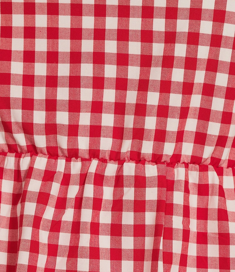 Moa Moa Sleeveless Gingham Printed Bubble-Hem Tank Top