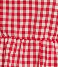 Moa Moa Sleeveless Gingham Printed Bubble-Hem Tank Top