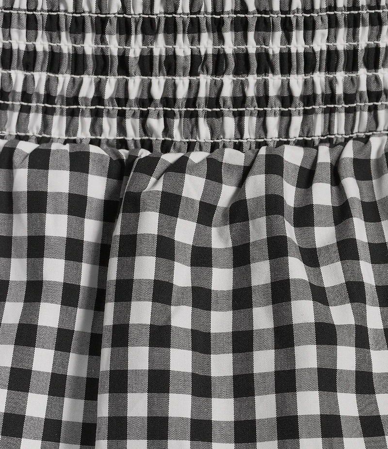 Moa Moa Sleeveless Gingham Printed Bubble-Hem Tank Top
