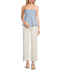 Moa Moa Sleeveless Solid Bubble-Hem Tank Top