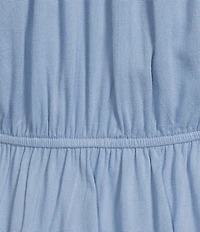 Moa Moa Sleeveless Solid Shirred Babydoll Top
