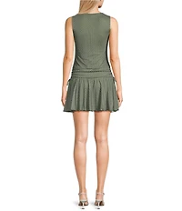 Moa Moa Small Polka Dot Print Mesh Side Tie Dress