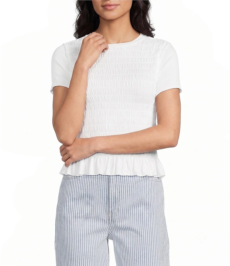 Moa Moa Smocked Bodice Short Sleeve Top