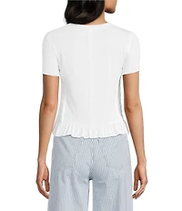 Moa Moa Smocked Bodice Short Sleeve Top