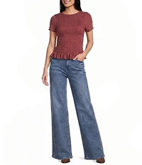 Moa Moa Smocked Bodice Short Sleeve Top