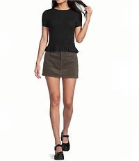 Moa Moa Smocked Bodice Short Sleeve Top