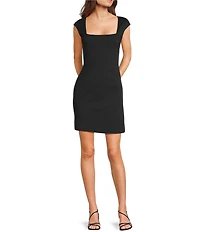 Moa Moa Square Neck Cap Sleeve Mini Dress