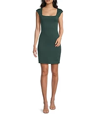 Moa Moa Square Neck Cap Sleeve Mini Dress