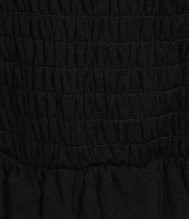 Moa Moa Square Neck Cap Sleeve Smocked A-Line Romper