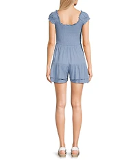 Moa Moa Square Neck Cap Sleeve Smocked A-Line Romper