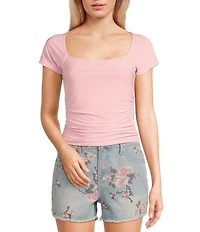 Moa Moa Square Neck Short Sleeve Top