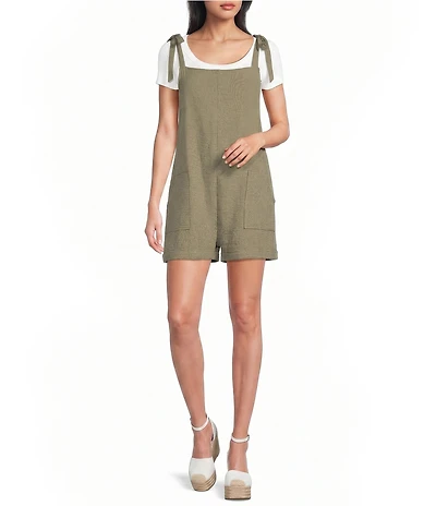 Moa Moa Square Neck Tie Shoulder Romper