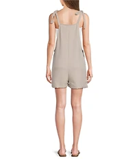 Moa Moa Square Neck Tie Shoulder Romper