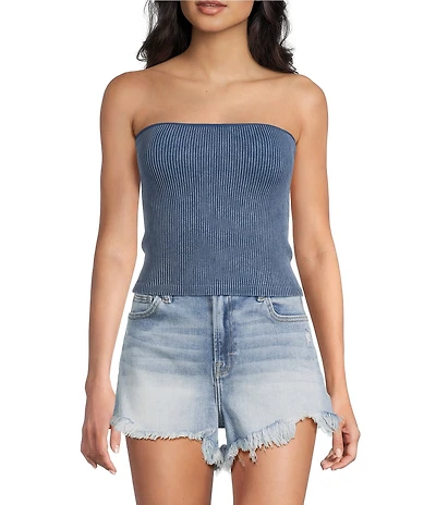 Moa Moa Straight Neck Strapless Cropped Tube Top