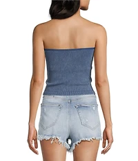 Moa Moa Straight Neck Strapless Cropped Tube Top