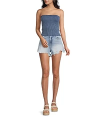 Moa Moa Straight Neck Strapless Cropped Tube Top