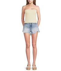 Moa Moa Straight Neck Strapless Cropped Tube Top