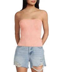 Moa Moa Straight Neck Strapless Cropped Tube Top