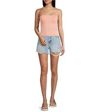 Moa Moa Straight Neck Strapless Cropped Tube Top