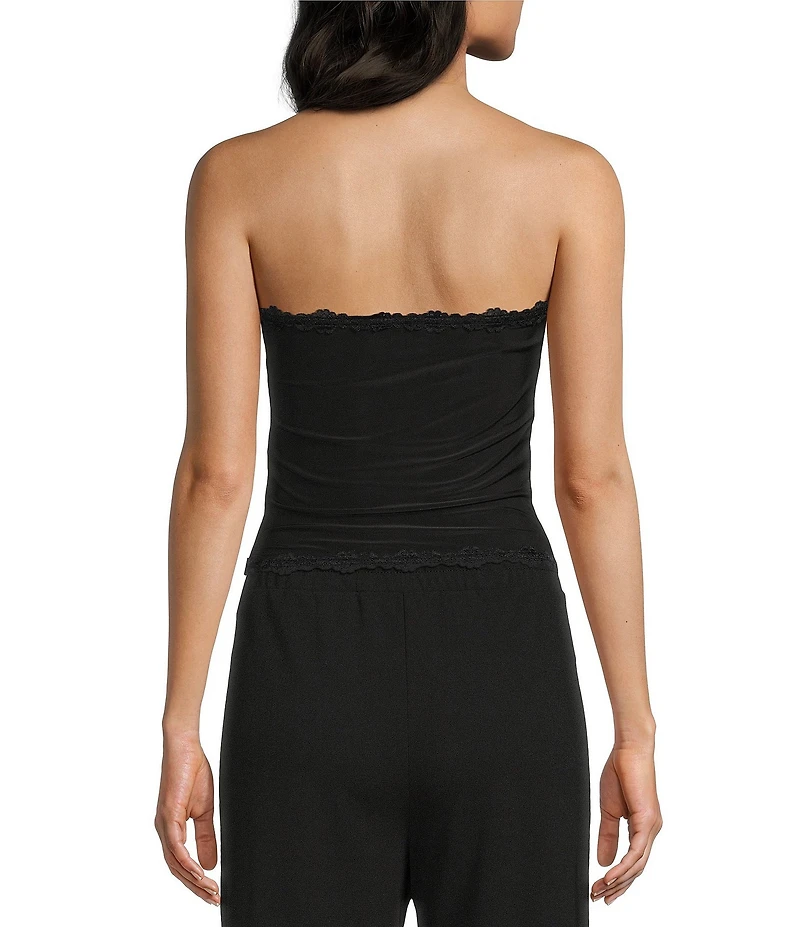 Moa Moa Strapless Lace Trim Top